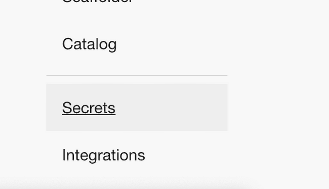 A link that says "Secrets"